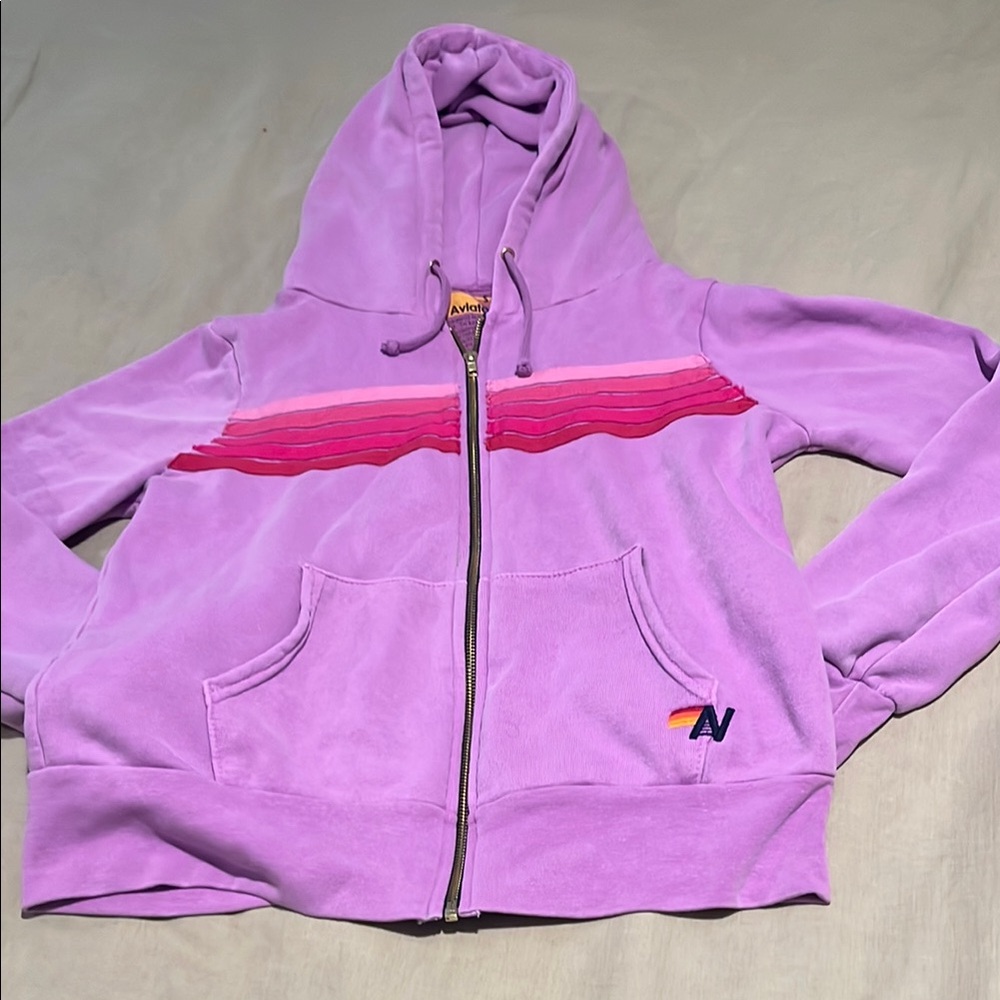 Aviator Nation Purple Hoodie with Pink Details size s